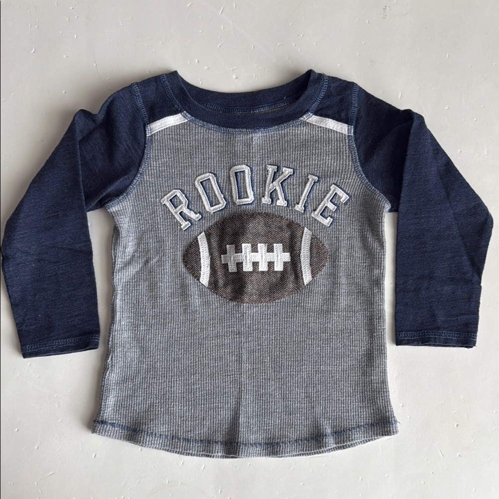 Mud Pie Long Sleeve Shirt “Rookie” Football Blue and Gray Boys  2T